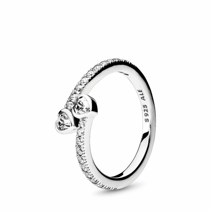 Pandora Two Sparkling Hearts Promise Ring Sale NZ, Sterling Silver (340561-GXL)